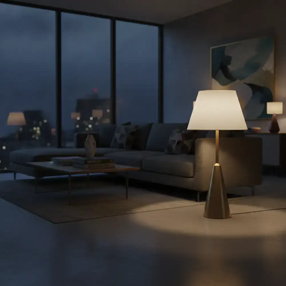 Elegant table lamp illuminating a modern living space